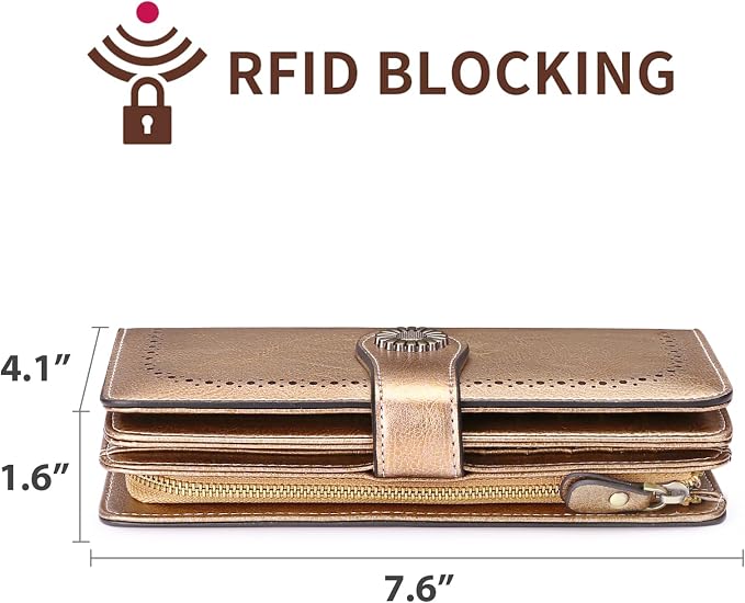 SENDEFN Wallets for Women Leather Credit Card Holder with RFID Blocking Large Capacity Wristlet | with RFID Blocking