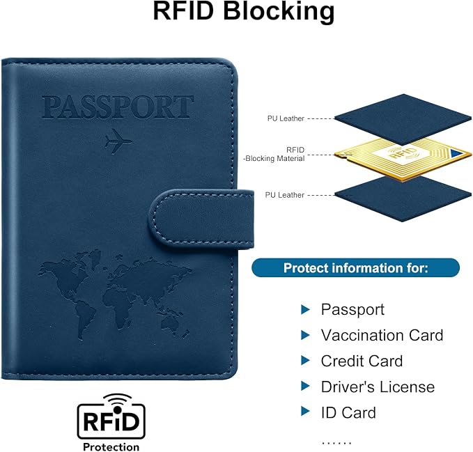 Passport Holder for Travel Women and Men RFID Passport Holder with Card Slots Holder Passport Case Passport cover Passport Wallet Travel Essentials and Accessories