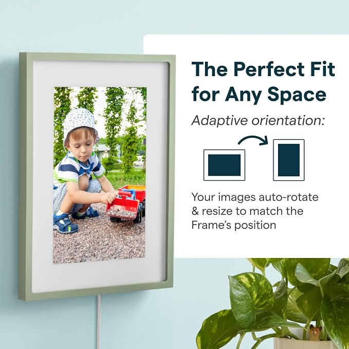 Skylight Digital Picture Frame 2 – 10" Full HD Wi-Fi Touch Screen, 16GB Digital Photo Frame, Load Photos & Videos Directly from Phone, Anti-Glare – Ideal for Personalized Gifting, Classic Green