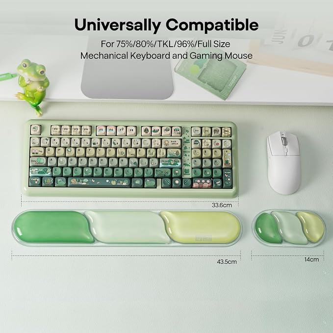 EPOMAKER CloudGel Wrist Rest for Keyboard and Mouse, 2 Pieces | Silicone Wrist Support, Anti-Slip Rubber Bottom, Ergonomic Design, Suitable for Office/Computer/Laptop/Gaming (Green)