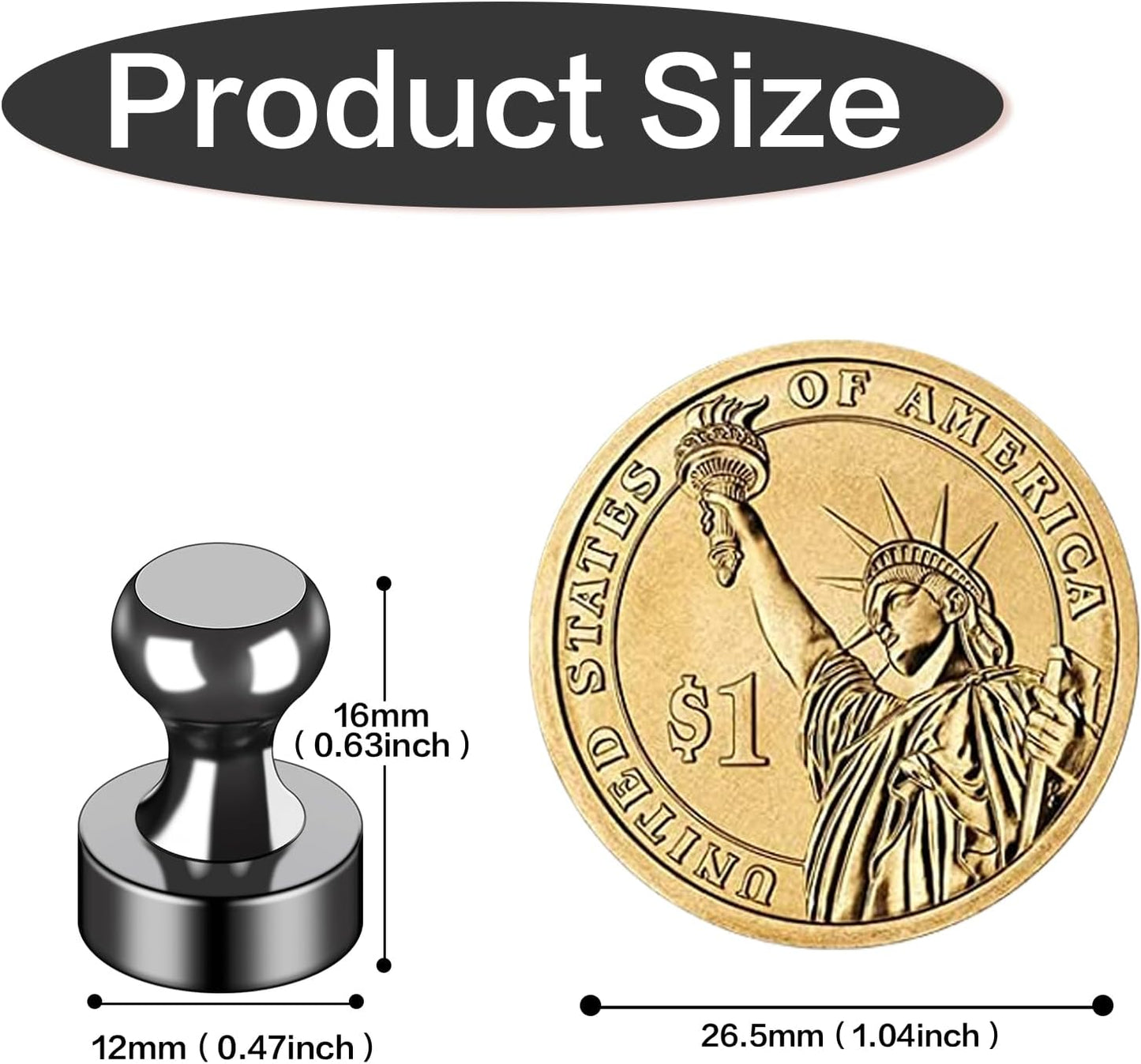 LOVIMAG Strong Refrigerator Magnets, 25 Pcs Black Push Pin Magnets, Perfect for Fridge, Office, Classroom