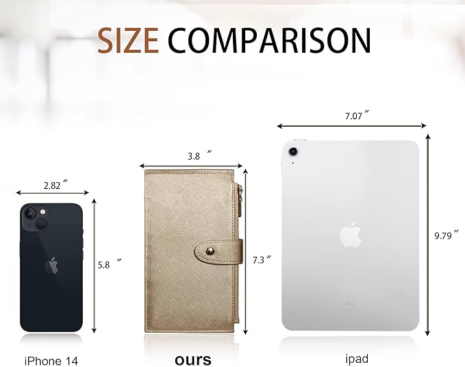 Travelambo RFID Wallet Women Large Size Bifold Multi Card Wallet Case with Zipper Pocke Credit Card Holder for Women