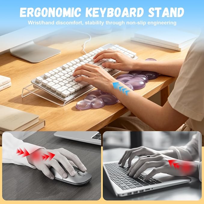 Gel Wrist Rest for Computer Keyboard and Mouse - Acrylic Keyboard Stand for Desk, Ergonomic Gradient Purple Cloud Wrist Rest for Keyboard,Laptop,Typing