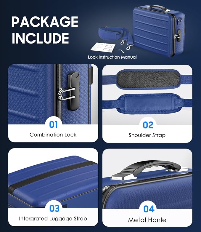Fireproof Document Box with Lock, Hard-Shell Fireproof Safe Box | Fire proof Lock Box for Home Documents, Portable Travel Fire Proof File Box for Passport Laptop Certificates, Navy Blue