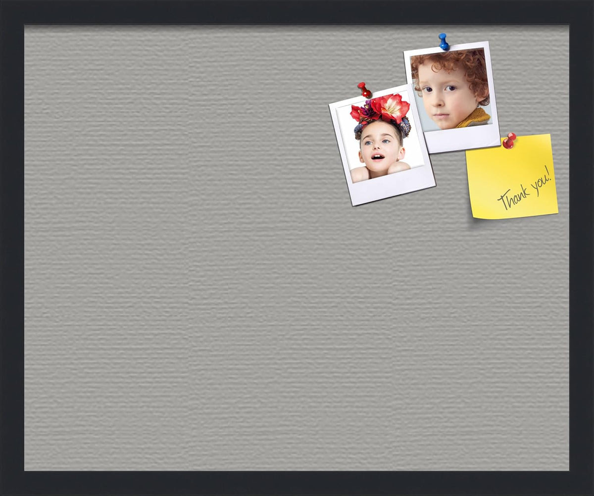 PinPix 22x18 Inch Cork Bulletin Board. This Decorative Framed Pin Board Comes with Dark Stone Design and a Satin Black Frame. Ideal for Home Office Decor or Message Board (PinPix-1808)