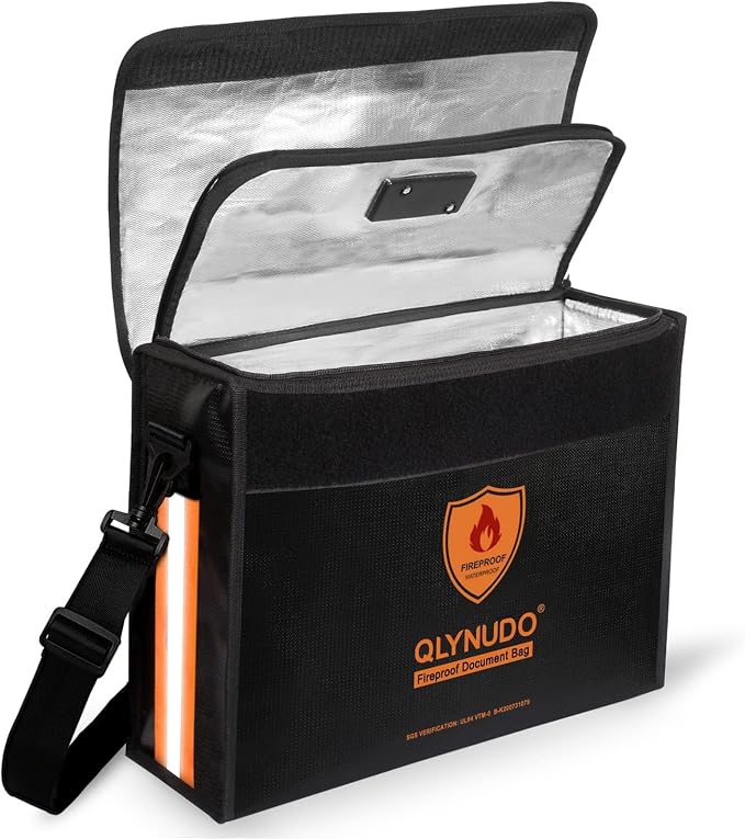 Large Fireproof Bag for Documents, Fire Safe Box for 3-Ring Binders | Fits 3-Inch Binders | Rigid Base | 2550°F Flammability Certified | TSA Lock | Fire Proof Bag