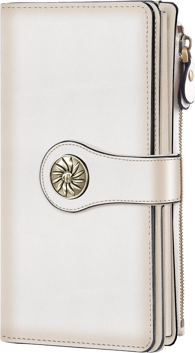 Travelambo Women's Wallet RFID Blocking Trifold Clutch Large Capacity Credit Card Holder Travel Purse