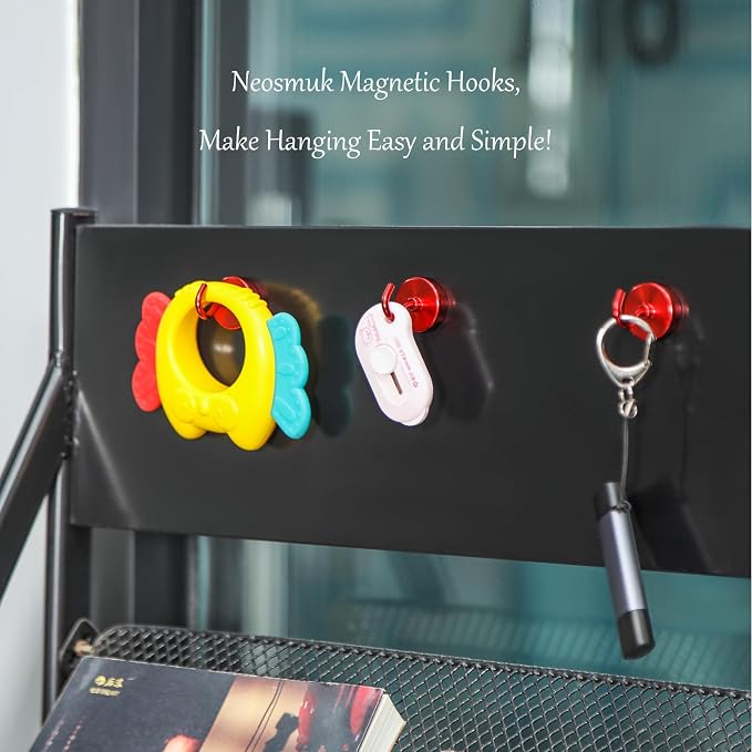 Neosmuk Magnetic Hooks, Heavy Duty 85lb+ Strong Magnet Hook for Cruise Cabins, Cruise Essentials 2026 for Hanging, Metal Wall Refrigerator Hangers (Red, 10 Pack)