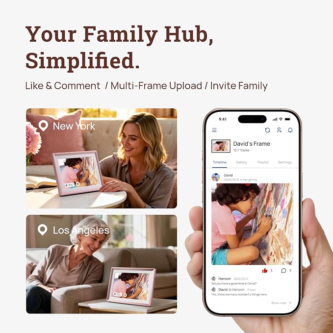 ARZOPA D10 Metal Digital Picture Frame Free Cloud Storage No Subscription 10.1" HD Anti-Glare Touchscreen Instant Photo & Video Sharing from Phone Ideal for Thoughtful Gifting Exquisite - Rose Gold