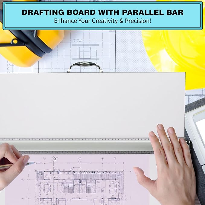 Portable Drafting Board, 20"X26" Professional Architecture Drafting Board, Tabletop Drawing Board with Ruler & Parallel Bar, Drafting Tools for Architects, Artists, Engineers, and Designers