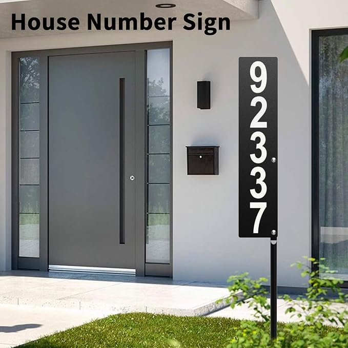 Metal House Number Sign, Waterproof Address Plaque with Stake | Suitable for Outside Mailbox Street Driveway businesses
