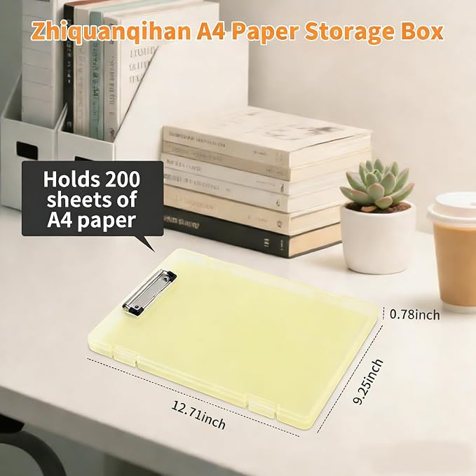 2 Pack Letter Size Clipboard with Storage 8.5 * 11, Plastic Clear Yellow Clipboard File Box A4 Nursing Clip Board for School & Office with Christmas Stickers (Clear Yellow)