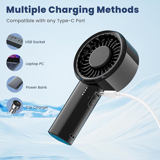 HandFan Handheld Mini Fan, Next Generation Small Fans Portable [8.5H Runtime] with Powerful High Speed Turbo Motor, USB Rechargeable, Pocket Design for Travel/Summer/Concerts/Lash, Gifts for Women