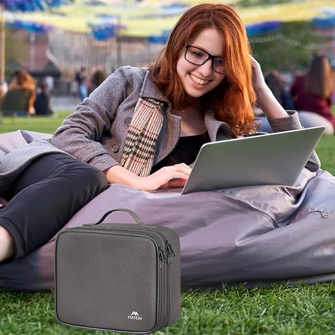 MATEIN Cord Organizer Bag with Adjustable Divider, DJ Electronic Storage | Cable File Bag, Charger Organizer Box, Double Layer, Shockproof, Tech Accessories, Cord Bag Organizer, Double Layer, Grey