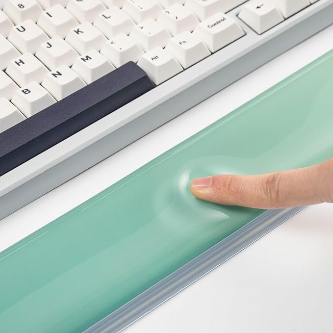 Gel Keyboard and Mouse Wrist Rest Set –Green Clear Wrist Rest for Computer Keyboard 60%/68%/75%, Comfort & Support for Typing and Gaming