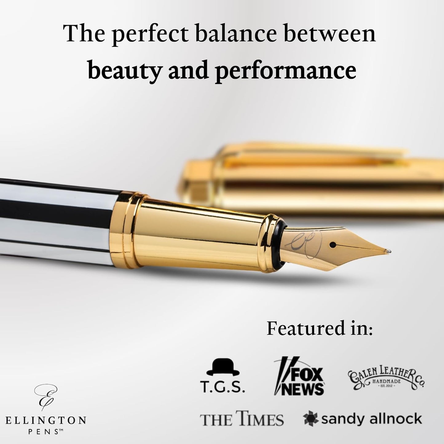 Luxury Fountain Pen Set- Fountain Pens for Writing - Smooth Medium Nib - Includes Refillable Ink Converter, 3 Ink Cartridges [Black & Blue], Gift Box - Elegant Calligraphy