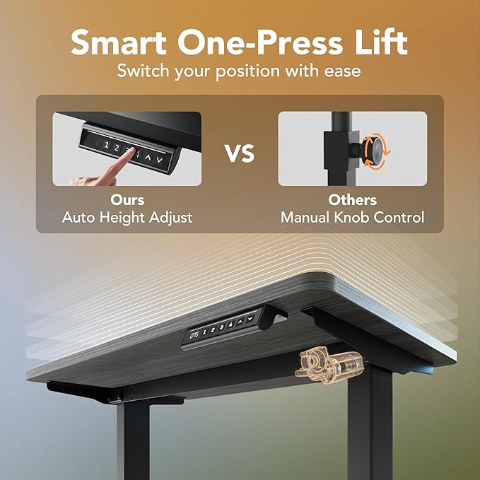 HUANUO Electric Standing Desk,63" x 28" Height Adjustable Desk, 4 Memory Height Settings, Sit to Stand Up Desk for Home Office, with Headphone Hook, Cable Manager, Grey