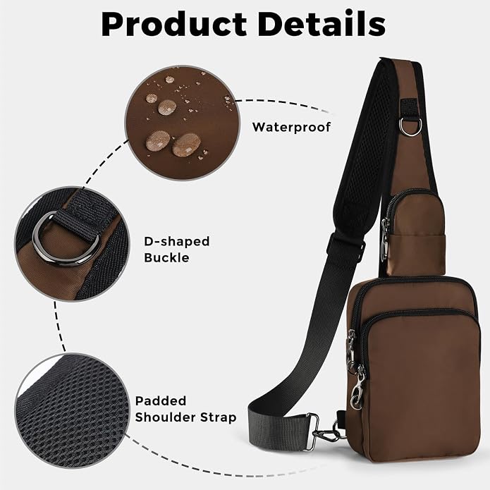Sling Bag, Crossbody Bag with Zipper Lock, RFID Blocking & Water Resistant for Men and Women