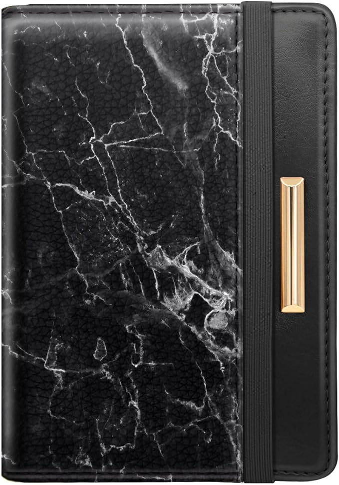 Coco Rossi Passport Holder for Travel Women Slim RFID Passport Cover Wallet | Travel Essentials, Passport Book Holders, Passport Wallet Cover Case, PU Leather, Cute, Thin, Spliced Design, Black Marble