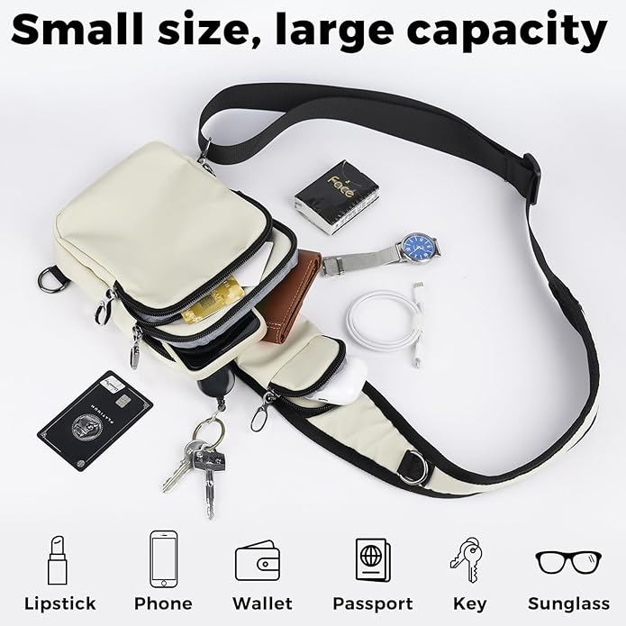 Sling Bag, Crossbody Bag with Zipper Lock, RFID Blocking & Water Resistant for Men and Women