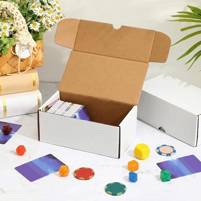 Yexiya 100 Pcs 400 Count Trading Card Storage Box Cardboard Baseball Card Storage Box Collectible Cases for Sports Gaming Cardboard Game Collecting Holder Supplies (White)