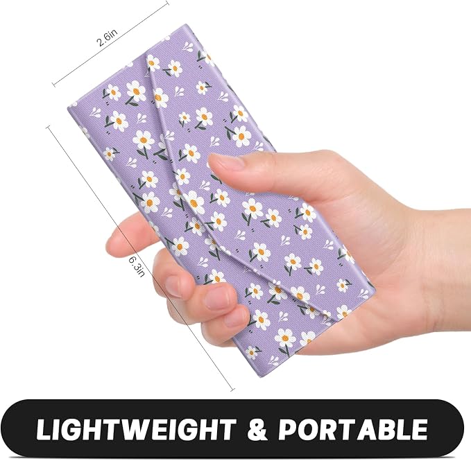 Sunglasses Case, Foldable Glasses Case, Magnetic PU Leather Hard Shell Folding Eyeglass Holder Box, Collapsible Unisex