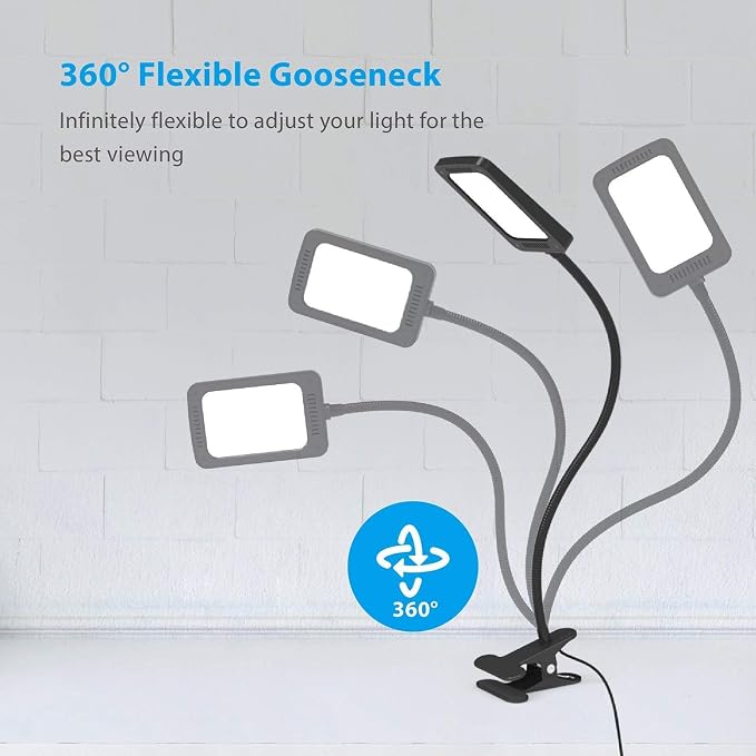 TROND LED Desk Lamp with Clamp, 1000LM Bright 3-Level Dimmable Desk Light | 6000K Daylight Extra-Long Flexible Gooseneck Clip on Light, Eye-Care Clamp Lamp for Painting, Workbench,Reading, Sewing