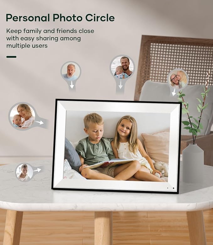 Cozyla Frame: 10.1" WiFi Digital Picture Frame Mat – No Subscription & Unlimited Storage, Support Long Video, Electronic Photo Frame Gift for Family, Share Picture via Google Photos, App, Email, Web