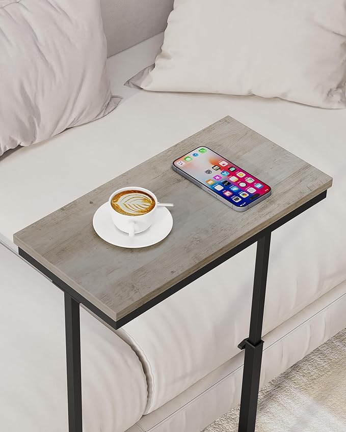 TUTOTAK End Table, Side Table, Tall Couch Table, Sofa Table | for living Room, Bedroom, Greige TB01BG083