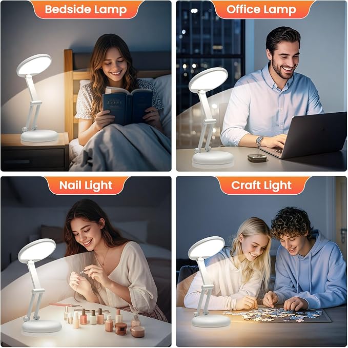 One Fire Rechargeable Table Lamp, 3600mAh Battery Operated Lamp Dorm Lamp | Cordless Lamp,10 Brightness,Portable,Small Size,Foldable,6-288h Endurance,Touch Control, Reading,Travel,Office,Nail,Emergency