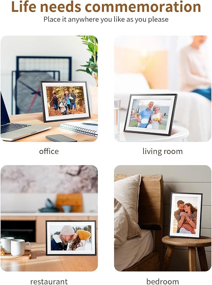 Frameo 10.1 Inch Digital Picture Frame，WiFi Electronic Frame，1280 * 800IPS HD Touch Screen， Smart Digital Photo Frame,32GB Storage, Wall Mountable, Share Instantly, Birthday Gifts for Women, Mom