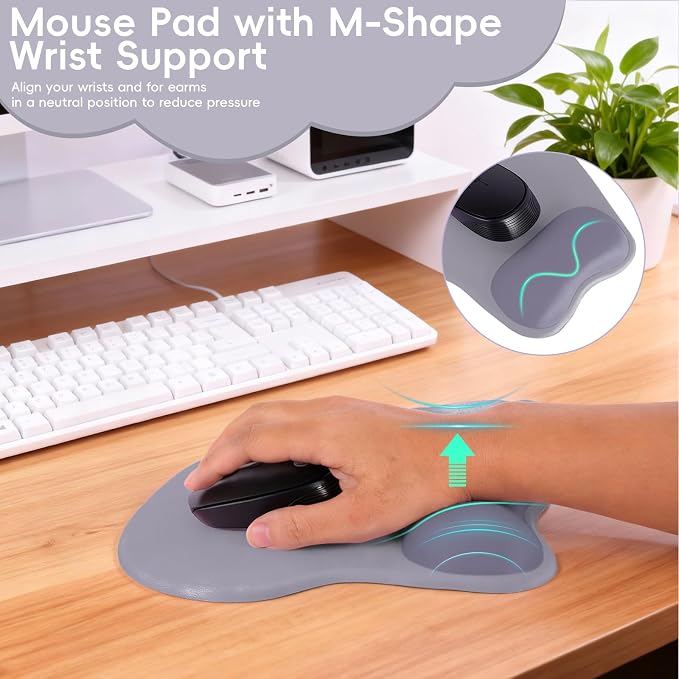 Ergonomic Mouse Pad,Non Slip Mousepad Wrist Rest Support for Office, Computer, Laptop & Mac(A-Grey)