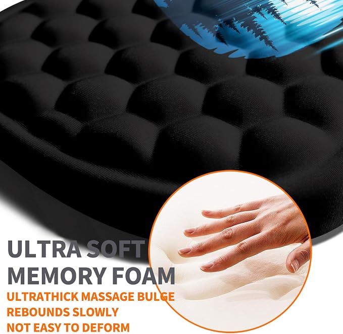 Ergonomic Joint Wrist Support Mouse Pad with Memory Foam Cushion Massage Bump, Carpal Tunnel Pain Relief Mousepad Slope Design for Wrist Rest, 11.8x7.9 in, Guitar