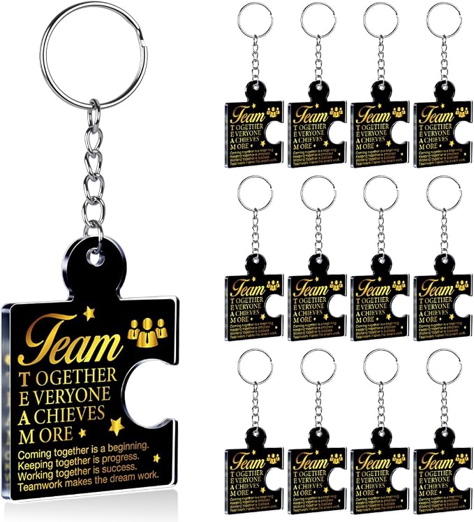 Team Appreciation Gifts Bulk Thank You Keychains for Coworkers | Gift Set for Employee, Staff, Teachers, Teamwork Puzzle Piece Keyring, Acrylic