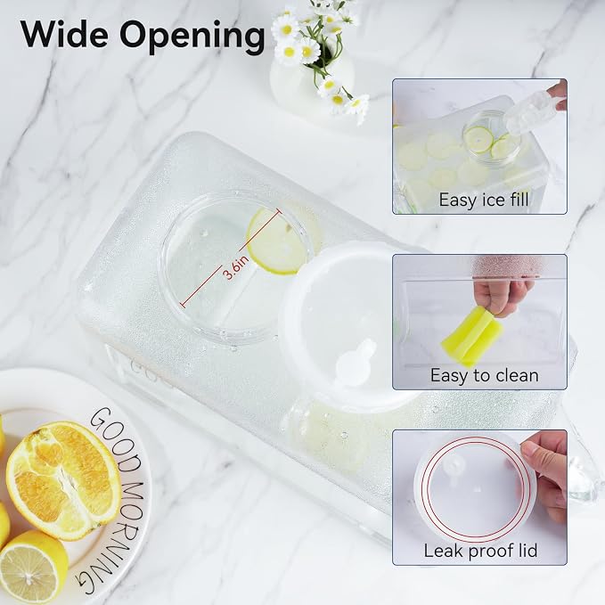 Drink Water Dispenser for Fridge - 3 Gallon Beverage Dispenser with Leak-Proof Spigot, Portable Food-grade Water Jug Container with Spout Handle for Kitchen Refrigerator Outdoor Camping Hiking