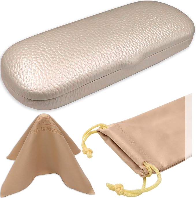 MyEyeglassCase Men Small Glasses case - Eyeglasses Hard Shell Holder Pouch & Cloth-Reading Slim & Narrow Case Heavy Duty