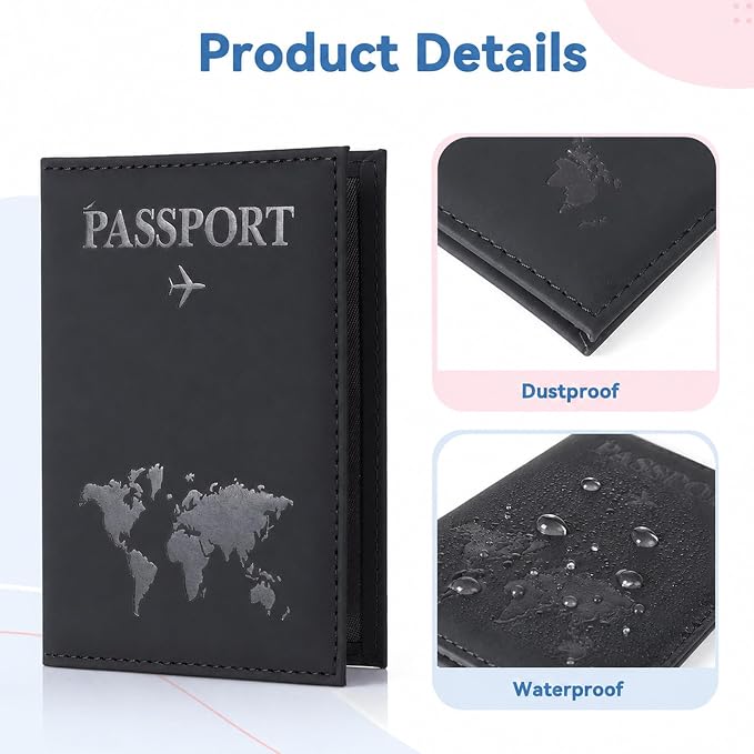 3 Pack Passport Covers, Passport Holder for Travel Women Men Passports Wallet Cover Case PU Leather Passports Holder Case with Card Holders Travel Must Haves Accessories