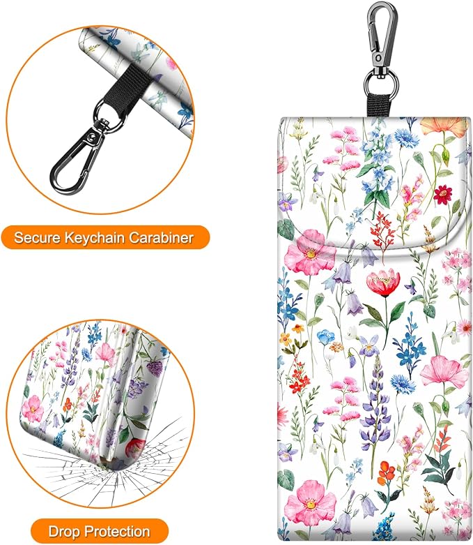 FINTIE Double Glasses Case with Carabiner Hook, Portable Vegan Leather Eyeglass Case Anti-scratch Sunglasses Pouch