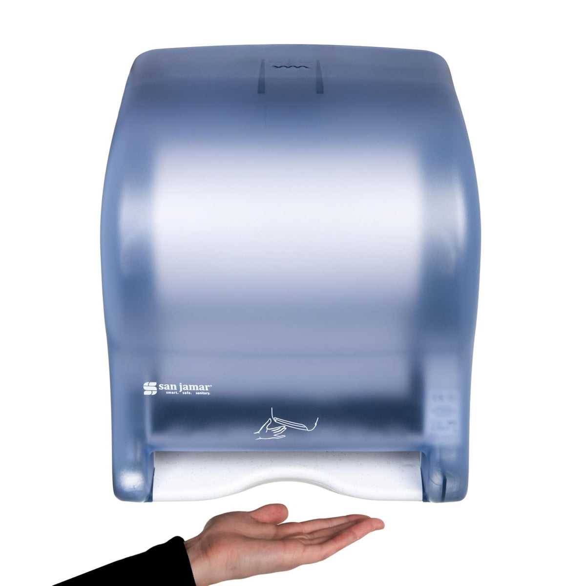 San Jamar Classic Paper Towel Dispenser Smart Essense Electronic Roll Towel Dispenser for Bathroom, Kitchens, and Restaurants, Plastic, 9.75 x 14.50 x 12.50 Inches, Blue