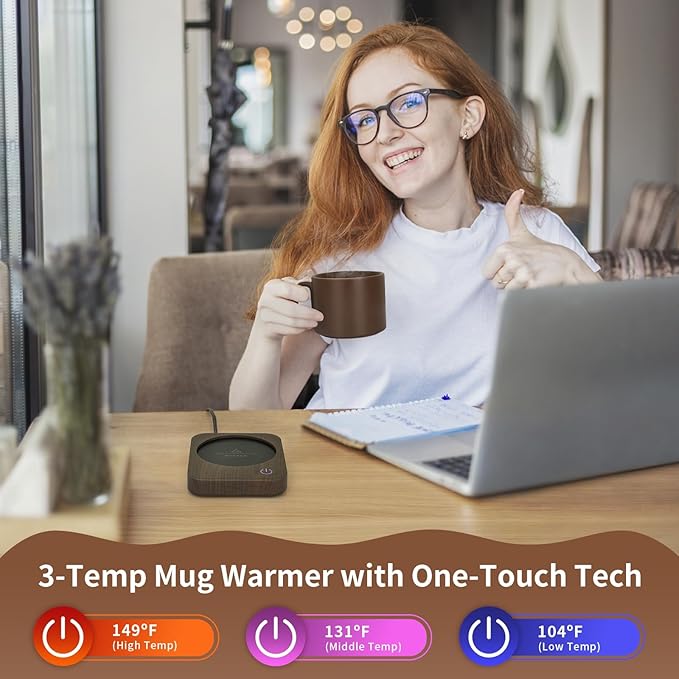 VOBAGA Mug Warmer Set, Coffee Mug Warmer for Desk with 11oz Ceramic Mug, Auto Shut Off & 3-Temp Settings, Smart Coffee Cup Warmer, House Warming Coffee Gift Set Valentine's Day Gift