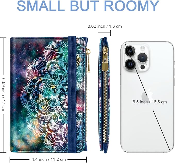 Passport Holder for Travel, RFID Blocking Passport Cover for Women Zipper | Travel Wallets, Passport Book Holder, Credit Card Holder, ID Window,SIM Card Slots, Coin & Tickets Pocket, Mandala