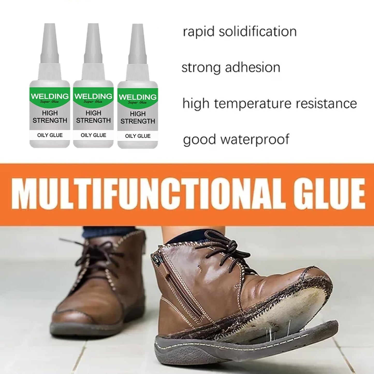 150ML Wood & Parquet Adhesive, Welding High-Strength Oily Glue, Universal Super Glue Gel, Instant Bonding, Strong Adhesion, Repairs Last Long Time for Metal, Wood, Ceramics,Leather, Glass (3Pcs)