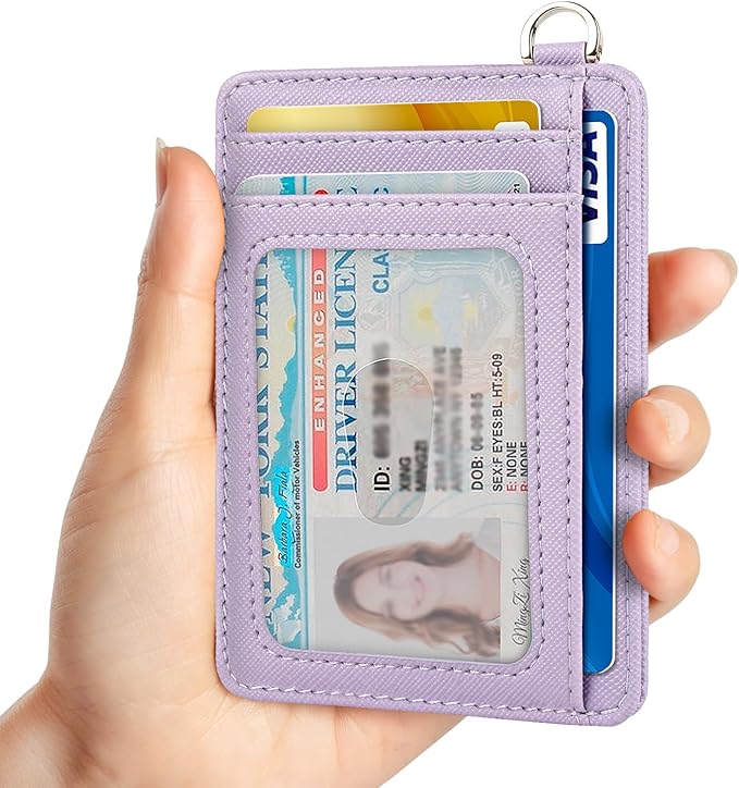 Slim Minimalist Front Pocket Wallet, RFID Blocking Credit Card Holder Wallet with Detachable D-Shackle for Men Women