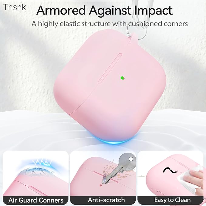 for AirPods 4 Case Pink with 3-in-1 Cleaner Kit & Keychain | Skin-Soft Silicone Drop Protection iPod 4 Case Cute Compatible with Apple Airpods 4th Gen 2024 Cover for Women Girly