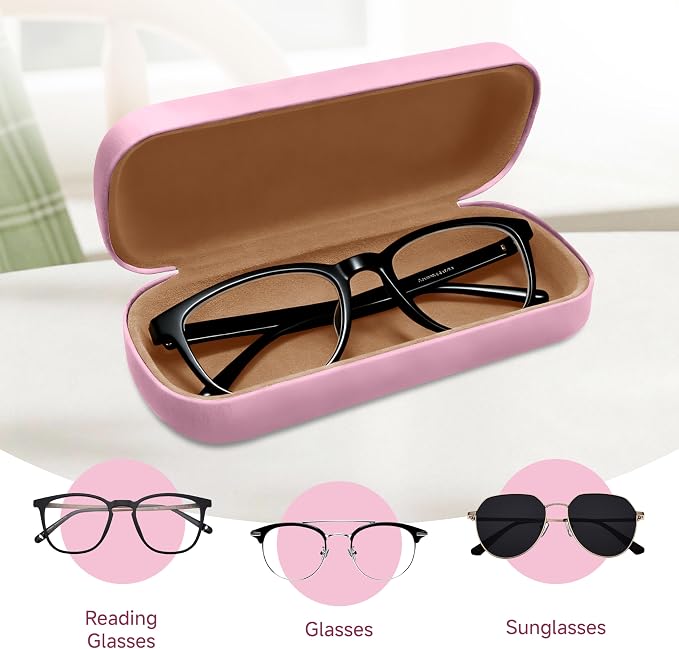 Glasses Case Large Hard Shell, PU Leather Protection for Eyeglasses Case