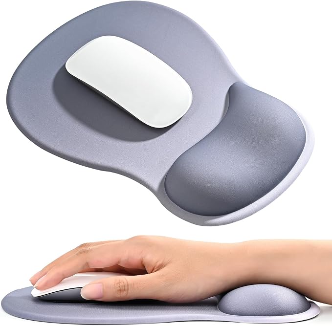 EooCoo Mouse Pad with Gel Wrist Rest, Ergonomic Mousepad Wrist Alignment | Middle Concave Design for Natural Wrist Alignment, Non-Slip Base Mousepad, Carpal Tunnel Relief, Office Desk Accessories