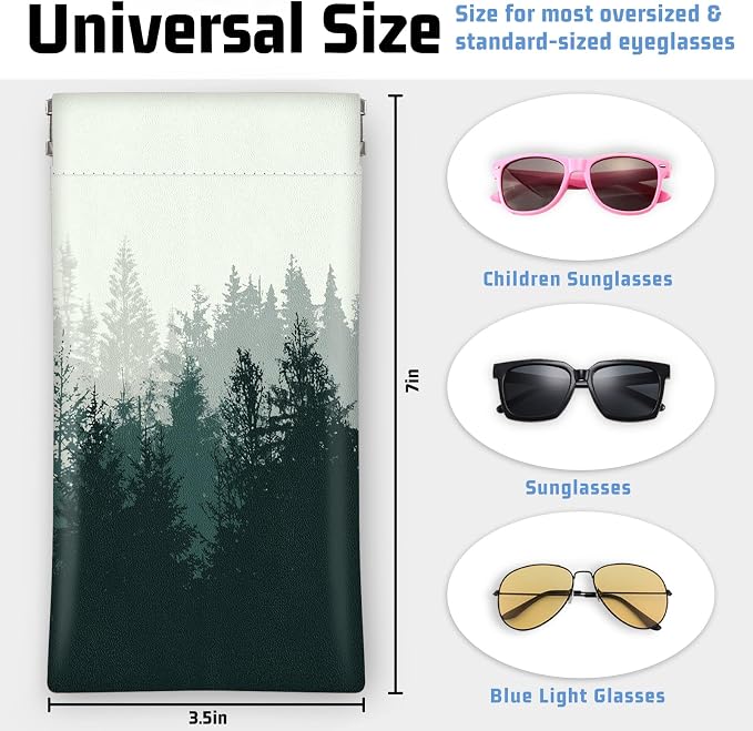 Soft Sunglasses Eyeglass Glasses Case,7x3.5inch Portable PU Leather Squeeze Top Holder Bag Pouch for Women Men