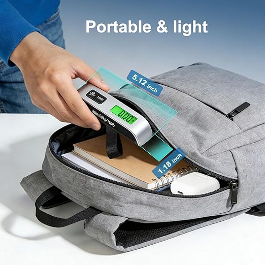 Digital Luggage Scale, 110lb Suitcase Weight Scale for Travel with Backlit LCD Display, 4-Unit Switching, Portable Hanging Baggage Scale for Luggage, Backpacks, Packages (Battery Included) | with Backlit LCD Display, 4-Unit Switching, Hanging Baggage S...