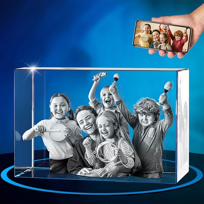 ArtPix 3D Crystal Photo, Personalized Gifts for Women, Wife, Mom, Her, Him, Men, Great Customized Gift With Your Own Photo - Anniversary, Wedding, Birthday - Custom Glass 3D Laser Etched Picture Frame