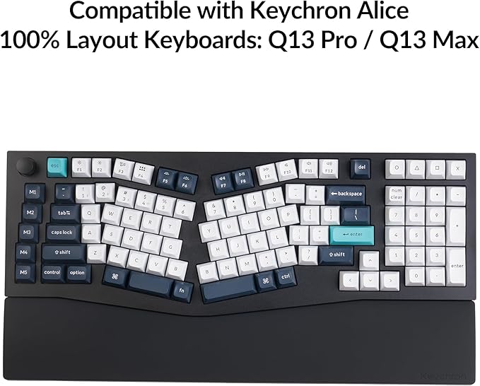 Keychron Black Silicone Wrist & Palm Rest, 17.56" for 100% Alice Layout Mechanical Keyboards (Q13 Max / Q13 Pro) – Full Honeycomb Anti-Slip Base, Smooth and Soft Typing Support